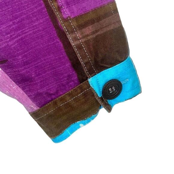 Units vintage 90’s print brown, blue, green & purple jacket L Petite - Picture 7 of 9